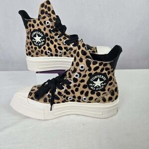 Converse Chuck 70 De Luxe Squared Leopard Fur Hair Platform Sneakers A12814C
